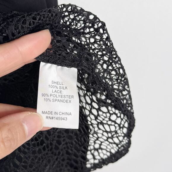 Chelsea and Walker Size 4 Black Lace Layered Silk Sleeveless Blouse Top Pieced - Picture 7 of 8